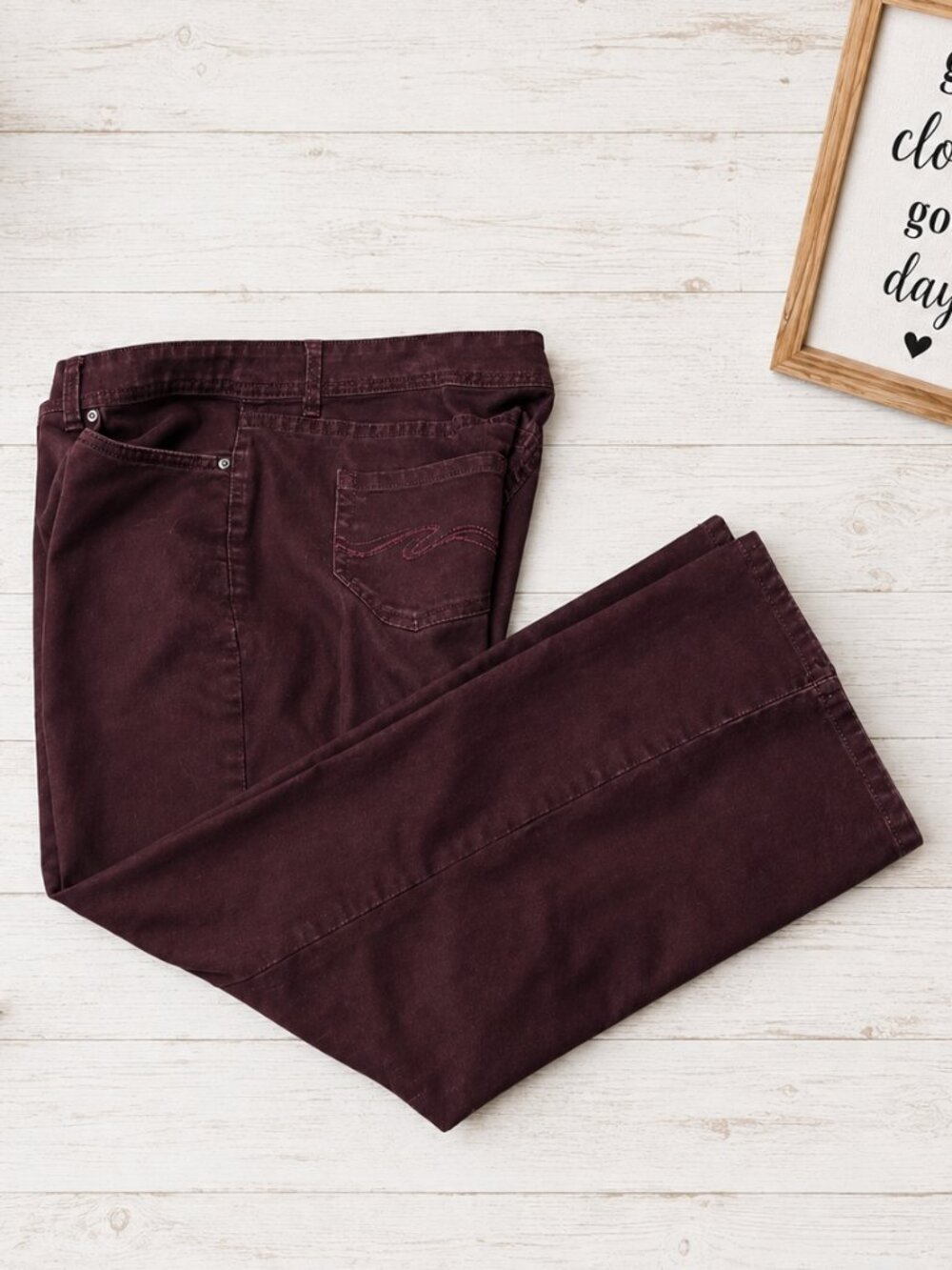 Women’s 22WP Petite Burgundy Pull On Stretch Jeans Susan Graver Denim